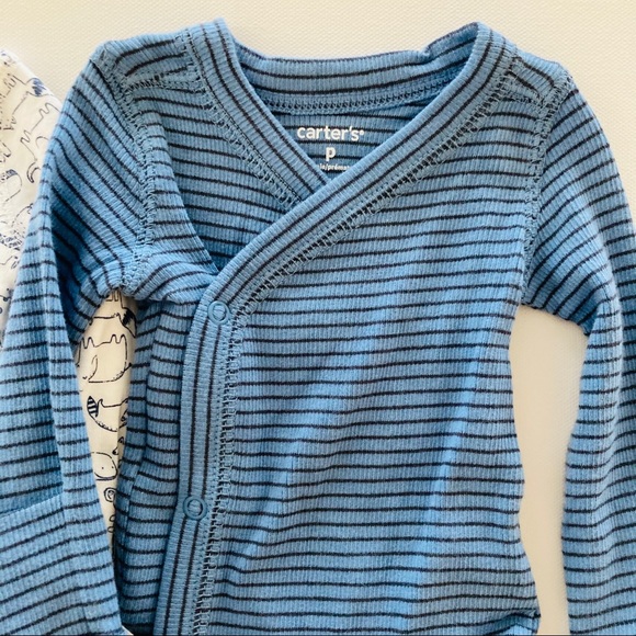 Baby Boy Preemie 2-pk Side-Snap Bodysuit Set Blue - Picture 3 of 3